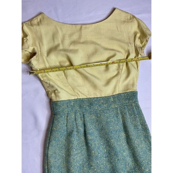Miss Bergdorf Goodman Dress Set With Jacket Size Small Blue Yellow Spring - Picture 7 of 16